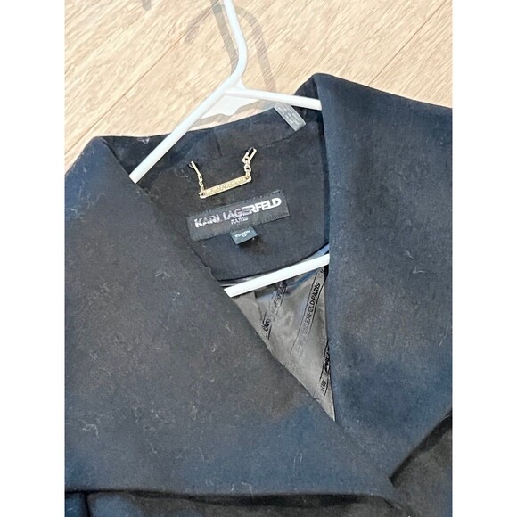 KARL LAGERFELD PARIS WOMEN'S WIDE COLLAR WOOL COAT - BLACK XS - Picture 3 of 4